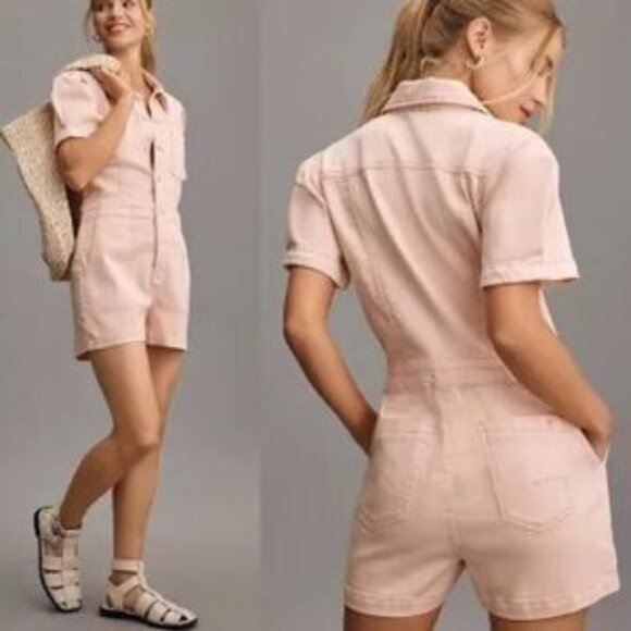 Pilcro Anthropologie Pink Shorts Romper NWT (size 10) - Picture 1 of 6